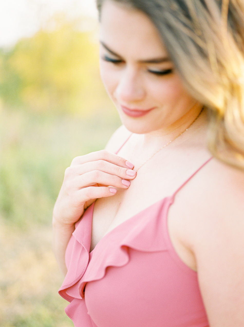 Fine Art Wedding Photographer Esther Funk Photography | A Semi Formal Birds Hill Provincial Park Engagement Session | Engaged | She is wearing a rose coloured dress