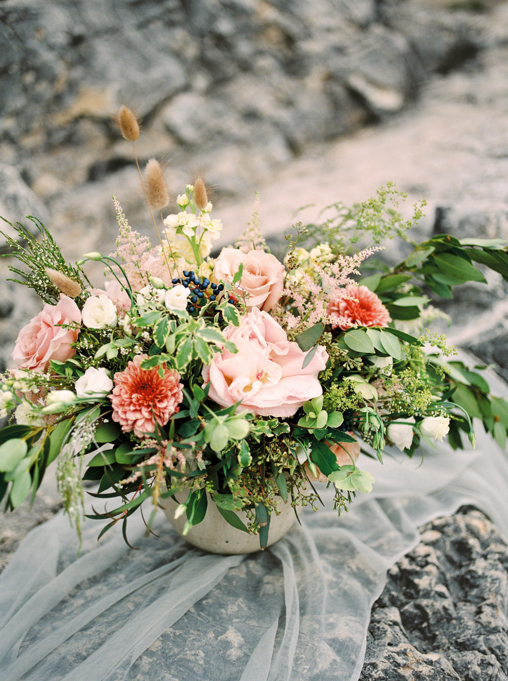 Banff Elopement | Coral Wedding Centrepiece | Fine Art Wedding Photographer Esther Funk