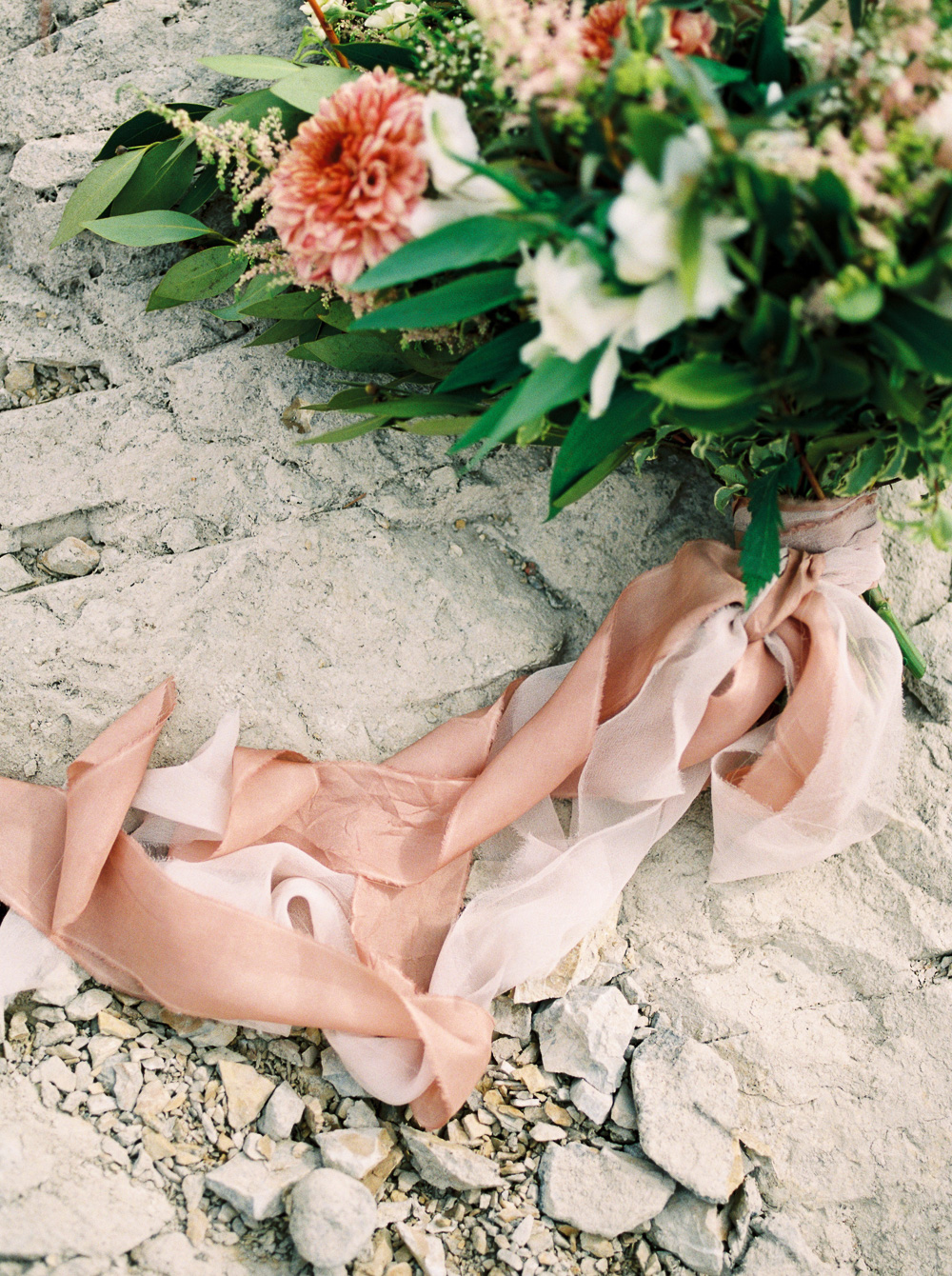 Wedding Bouquet Silk Ribbon | Banff Elopement | Fine Art Wedding Photographer Esther Funk