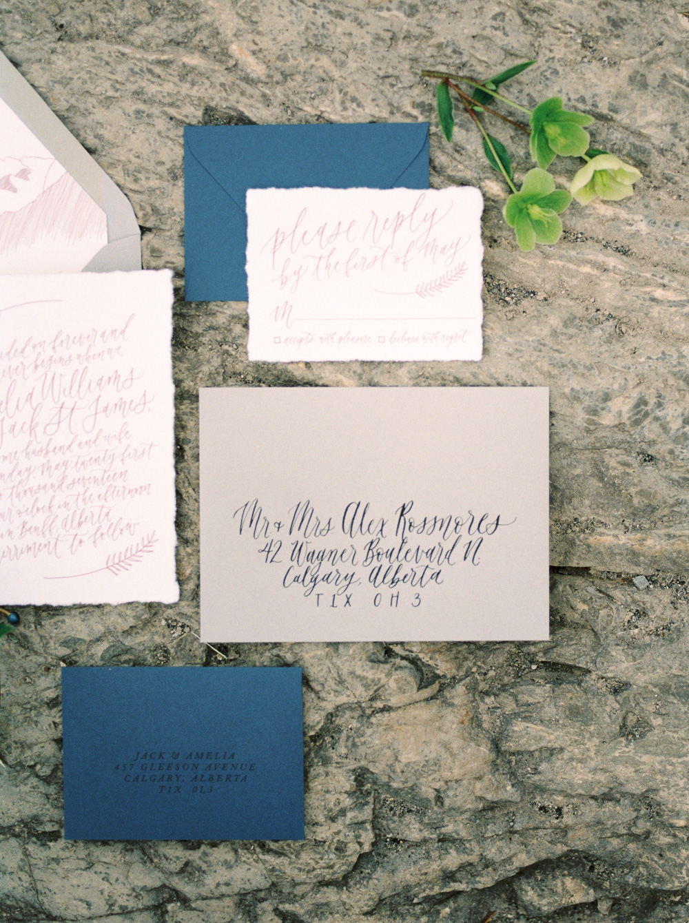 Mountain Inspired Invitation Suite | Calligraphy | Banff Elopement | Fine Art Wedding Photographer Esther Funk