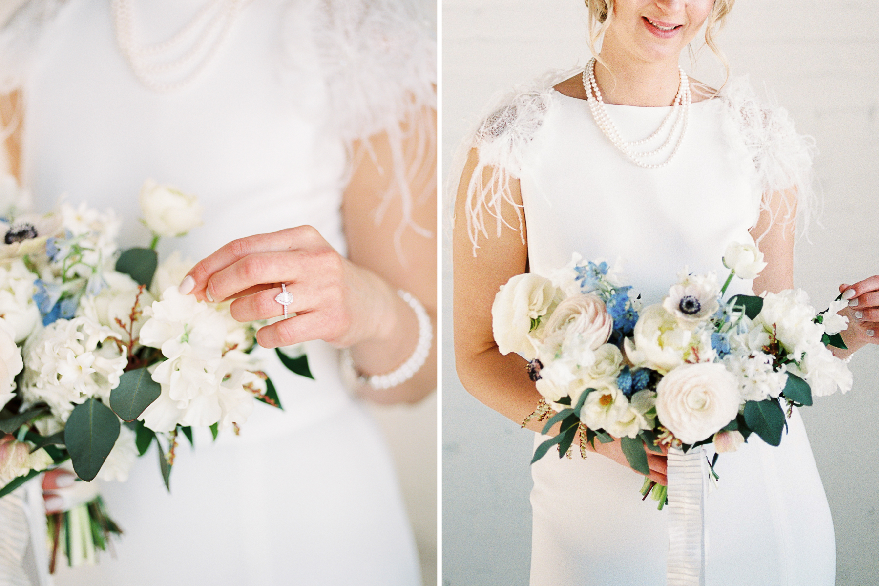 Best Bridal Bouquets designed by Kyla Ferguson | Photographed by Esther Funk Photography | blush and white wedding bouquet | blush and blue colour palette | Peonies Ranunculus Muscari Hyacinth | Flower Trends | spring wedding bouquet | Winnipeg Wedding Photographer | Fine Art Wedding Photographer | Fine Art Wedding Photographer Esther Funk #weddingbouquet #bestbridalbouquets #estherfunkphotography #winnipegweddingphotographer